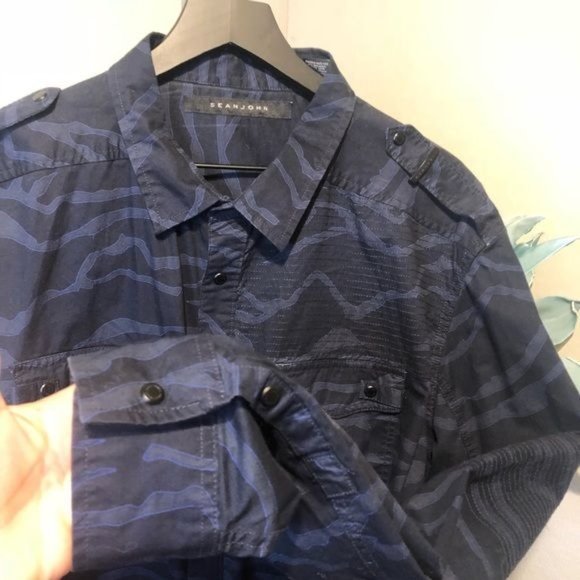 Sean John camouflage snap front button up western shirt 3x - Picture 4 of 8
